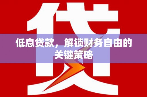 金昌低息贷款，解锁财务自由的关键策略