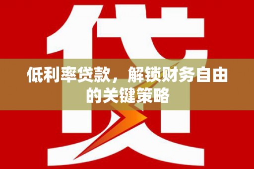 连云低利率贷款，解锁财务自由的关键策略